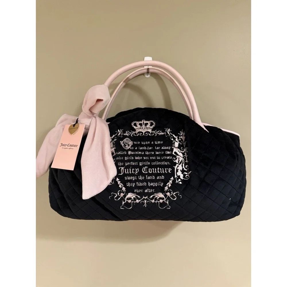 Vintage Royal Juicy Couture Juicy Tale‎ Bowlers Fairy Black Purse Y2K